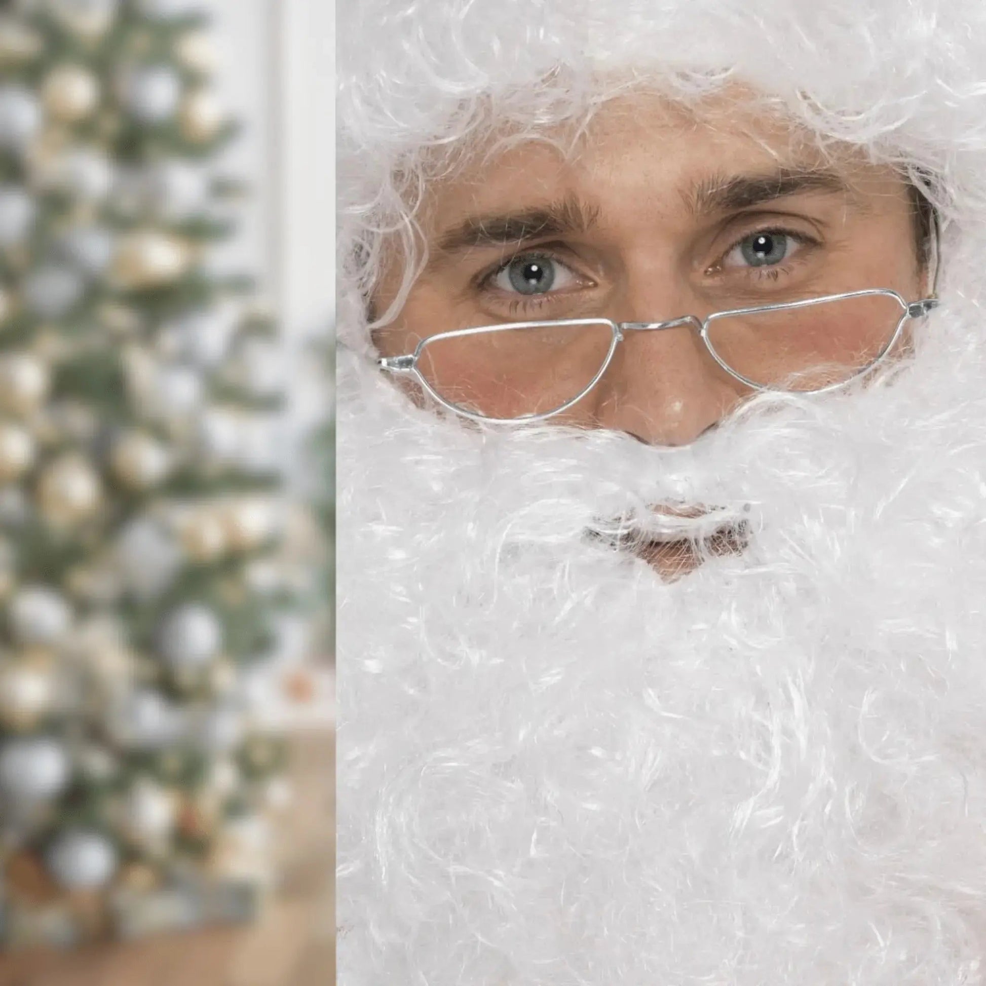 Santa Half Moon Specs – Silver Wireframe Glasses