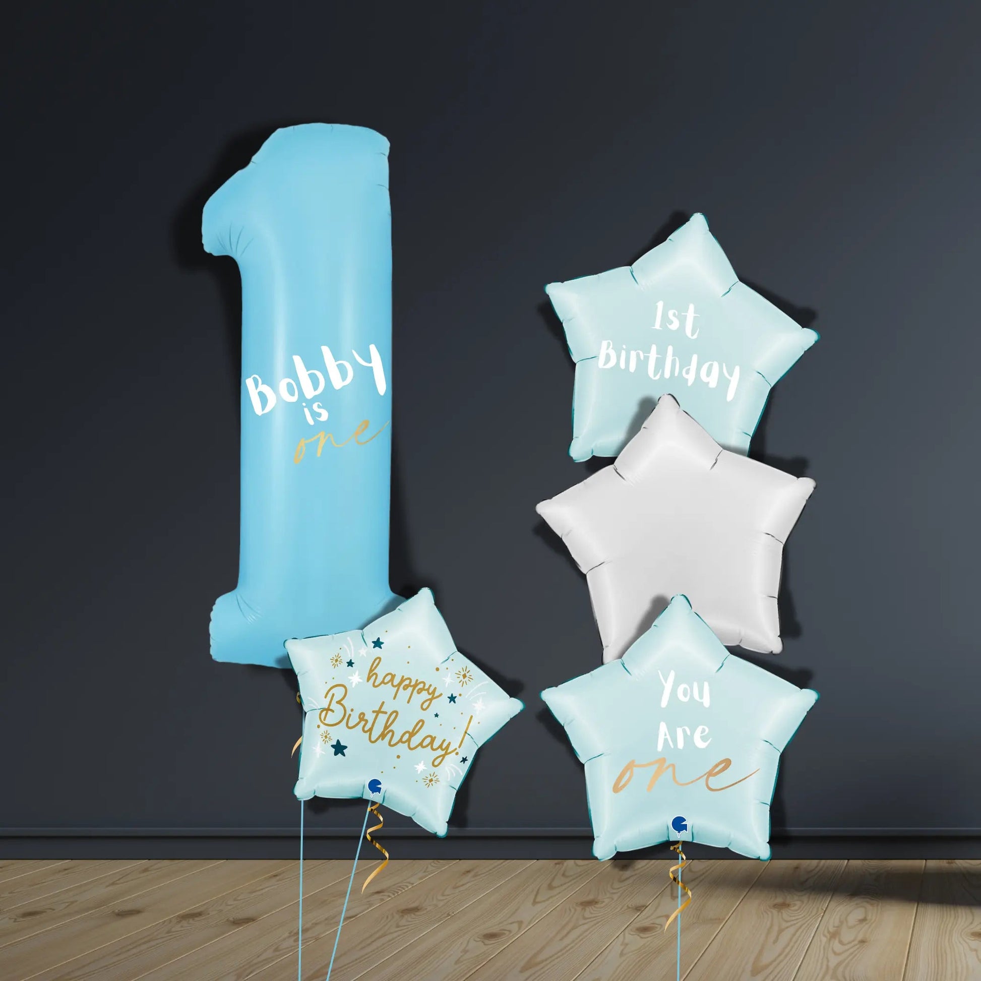 Sky Blue 1st Birthday Balloon Package | Helium Bouquets