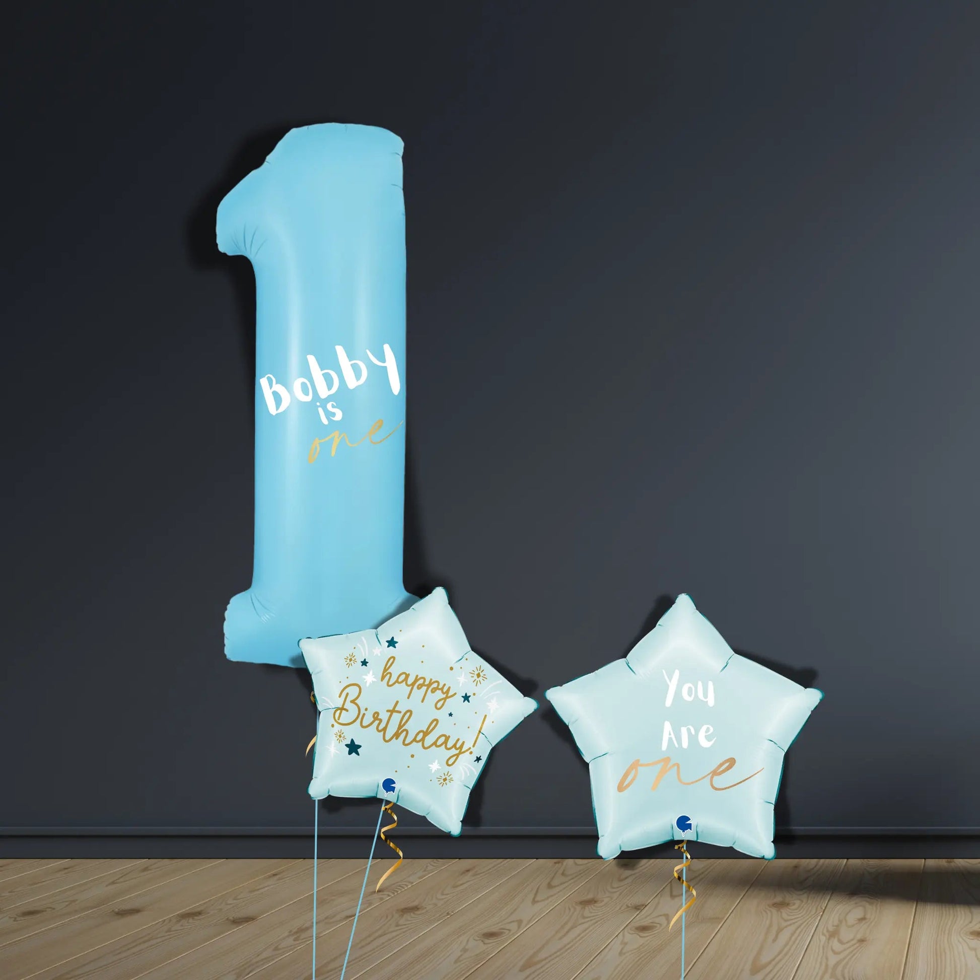 Sky Blue 1st Birthday Balloon Package | Helium Bouquets