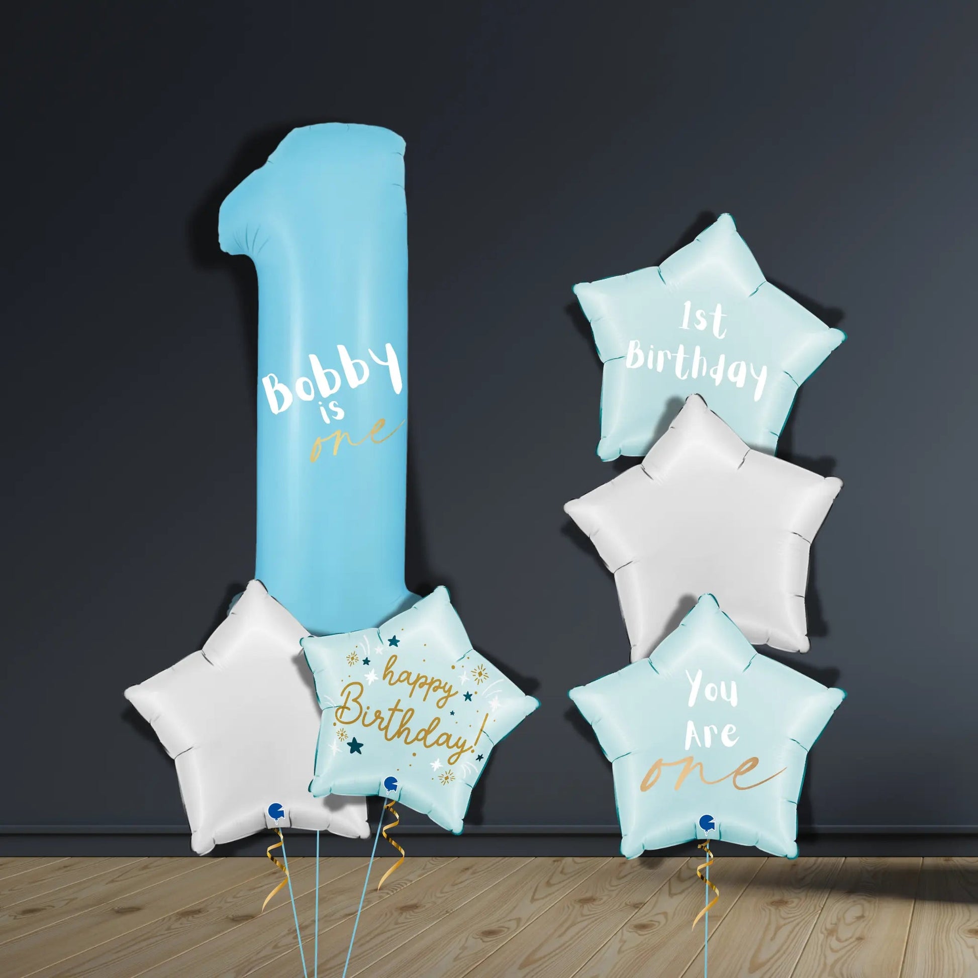 Sky Blue 1st Birthday Balloon Package | Helium Bouquets