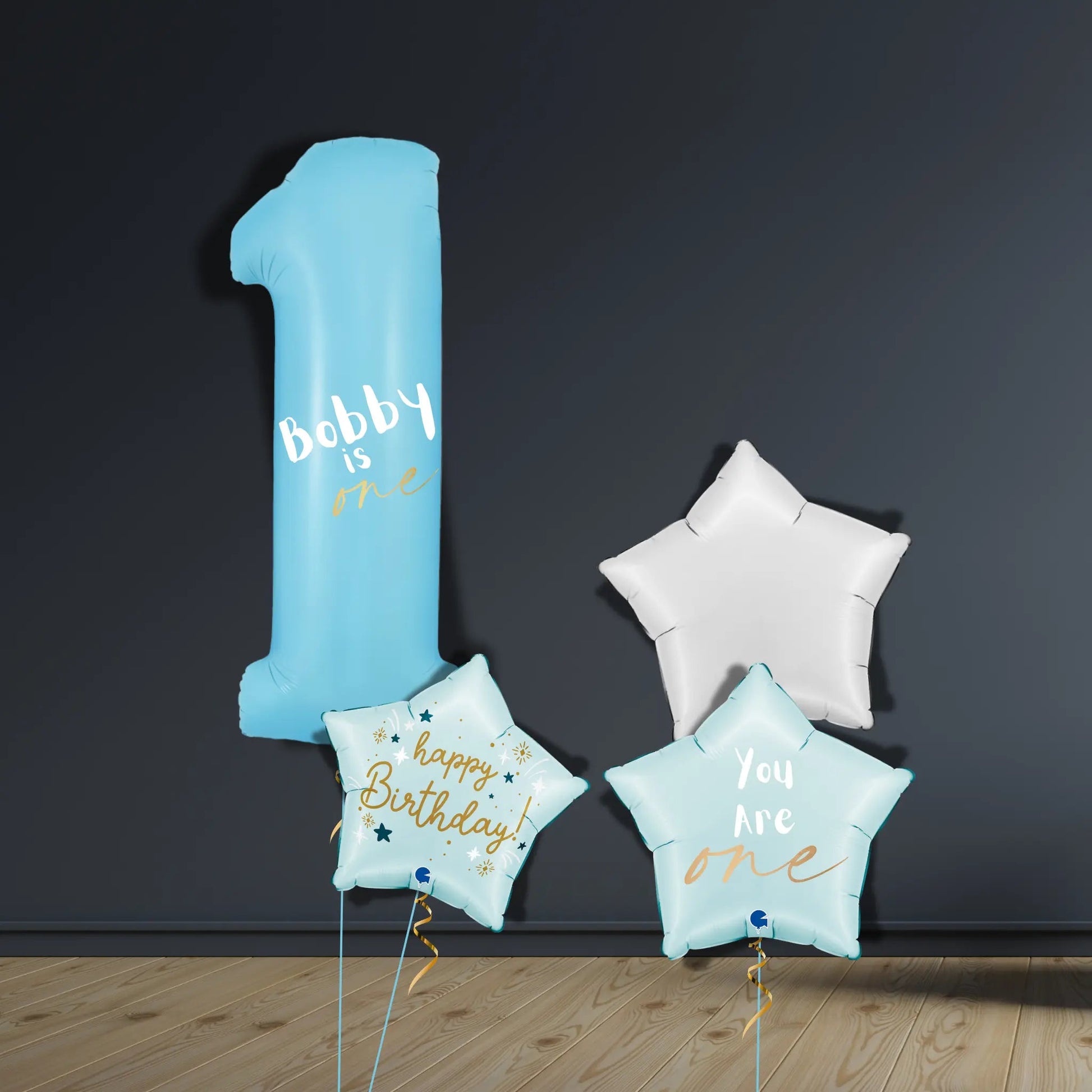 Sky Blue 1st Birthday Balloon Package | Helium Bouquets