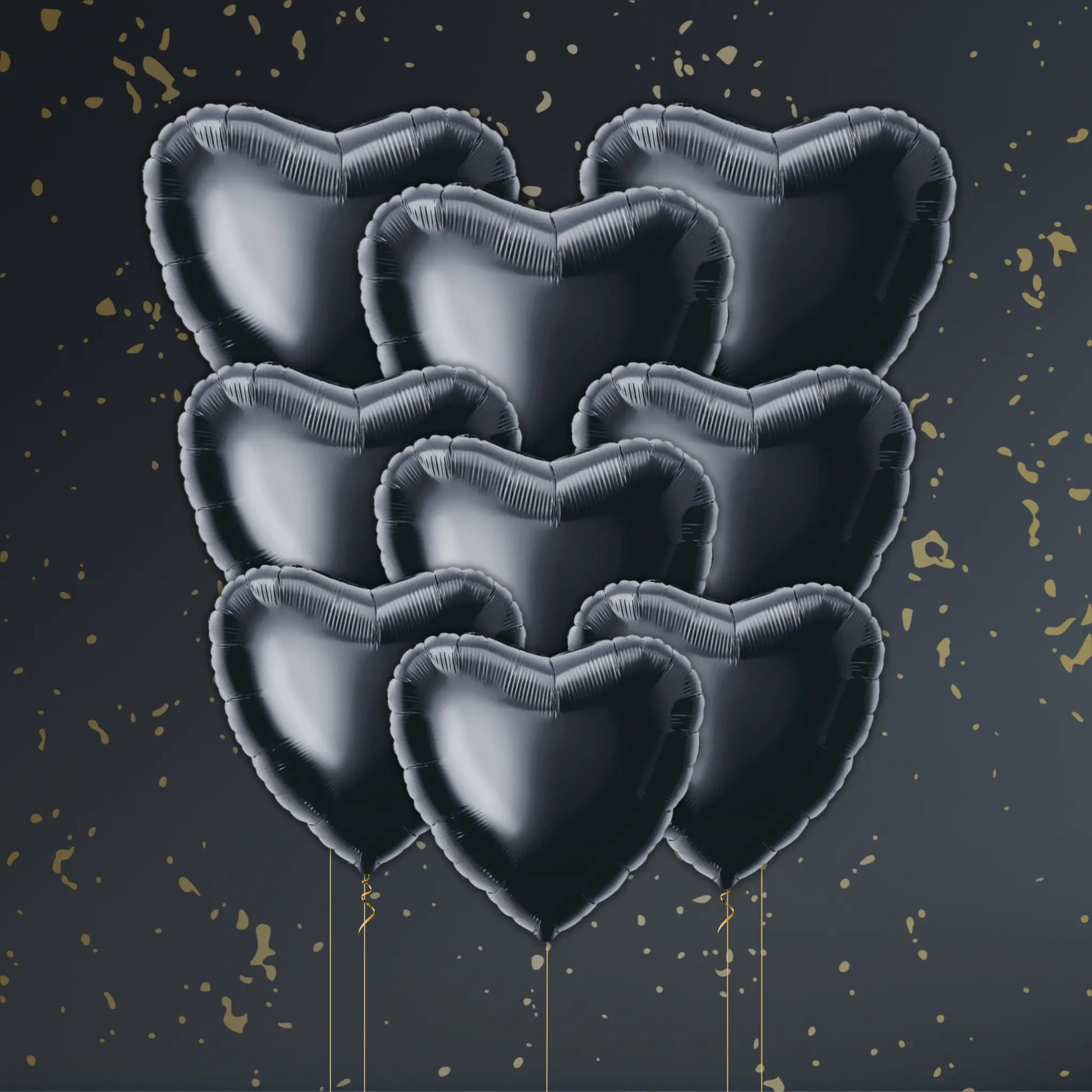 Black Heart Balloon Package - Helium Filled