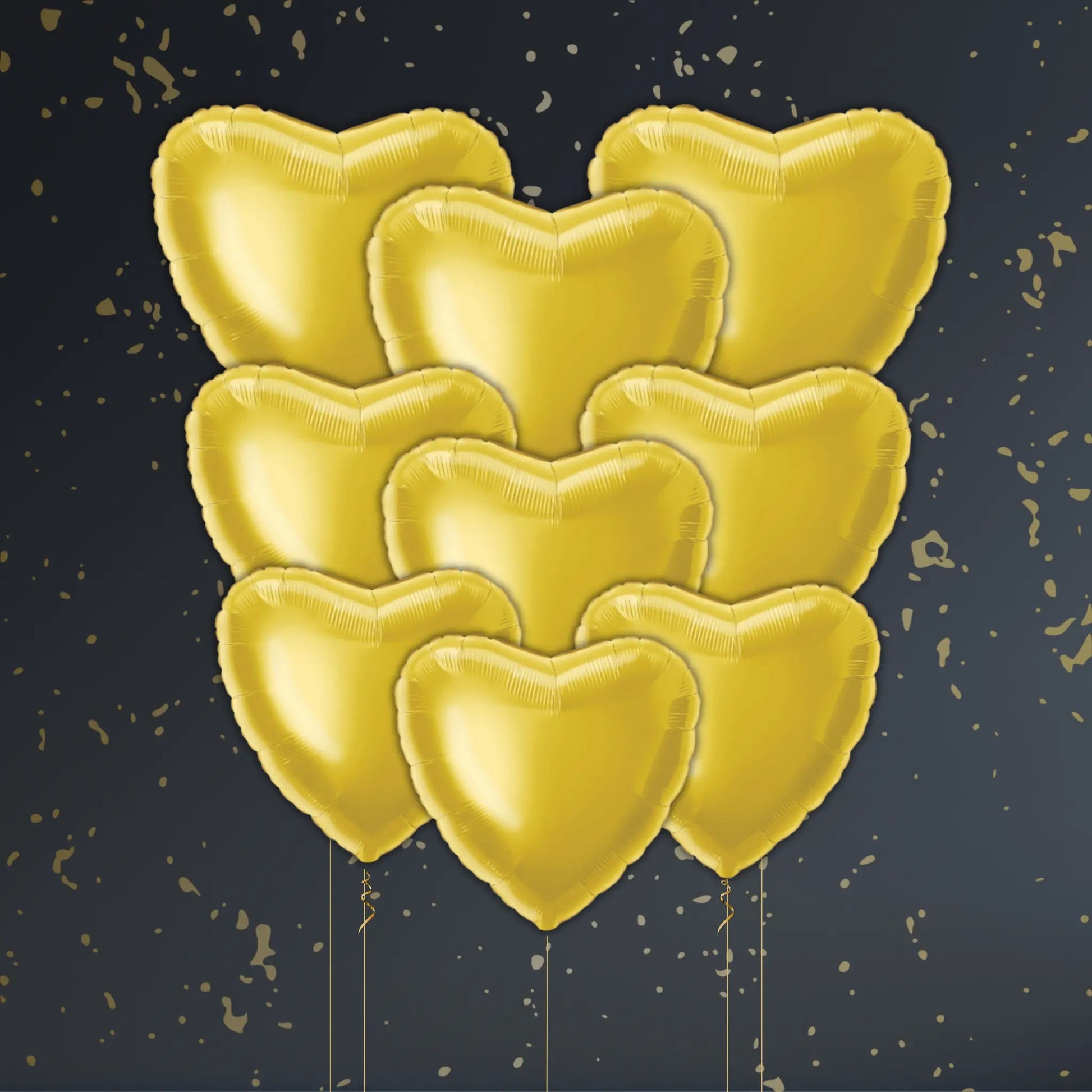Gold Heart Balloon Package - Helium Filled
