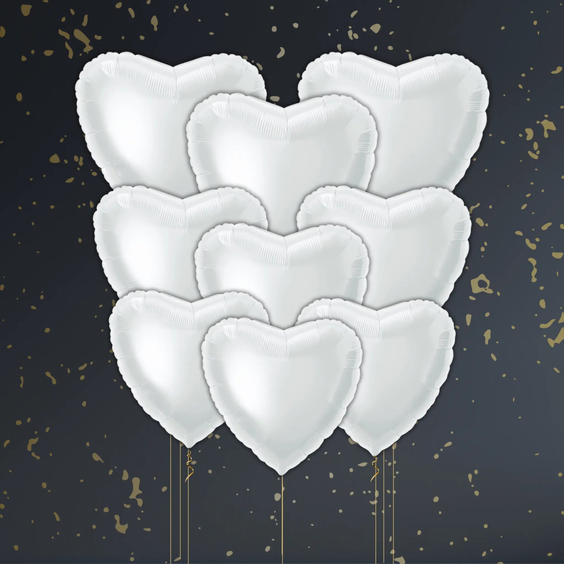 White Heart Balloon Package - Helium Filled