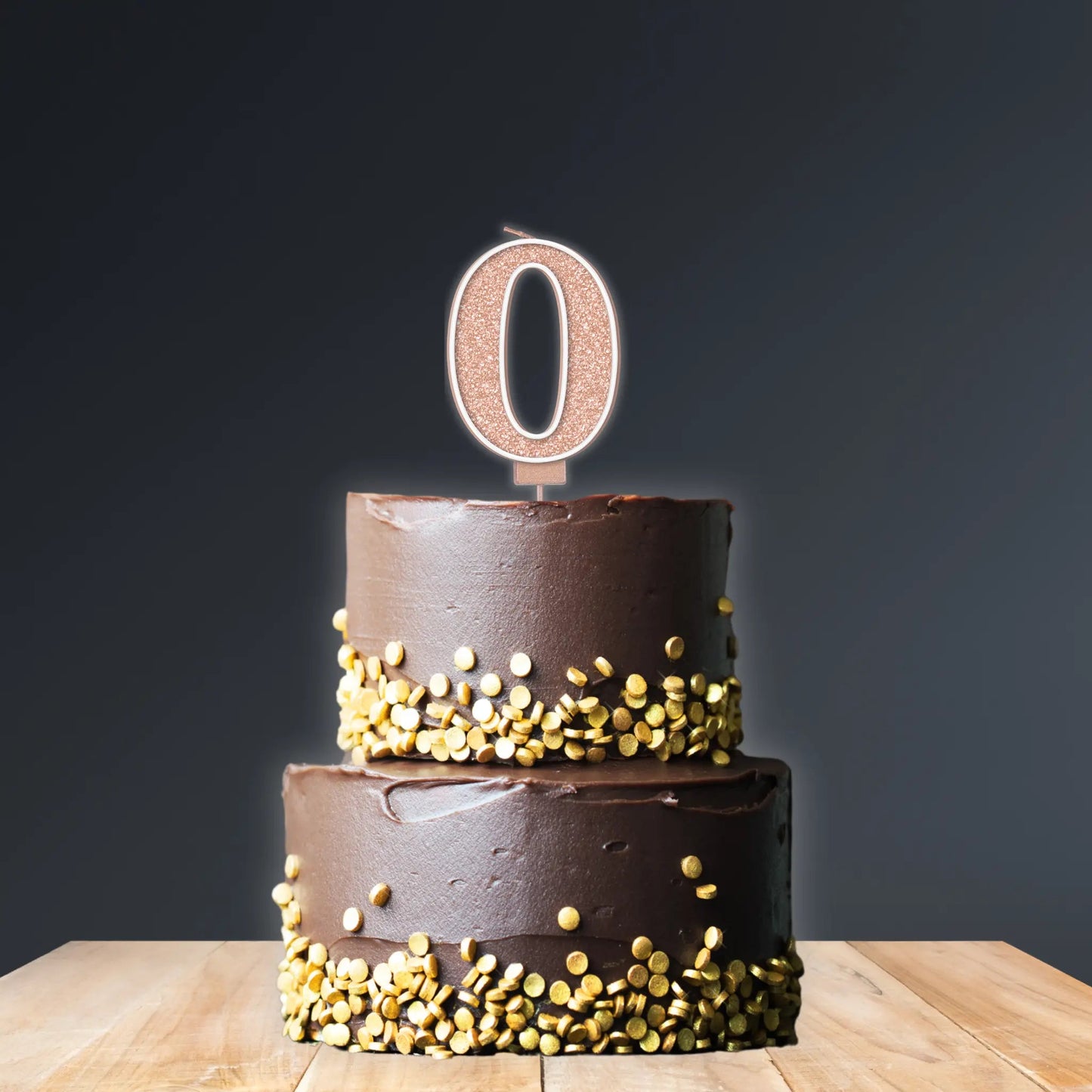 Sparkling Fizz Number 0 Candle – 7.5cm Rose Gold Birthday Cake Candle | The Party Hut Cheltenham