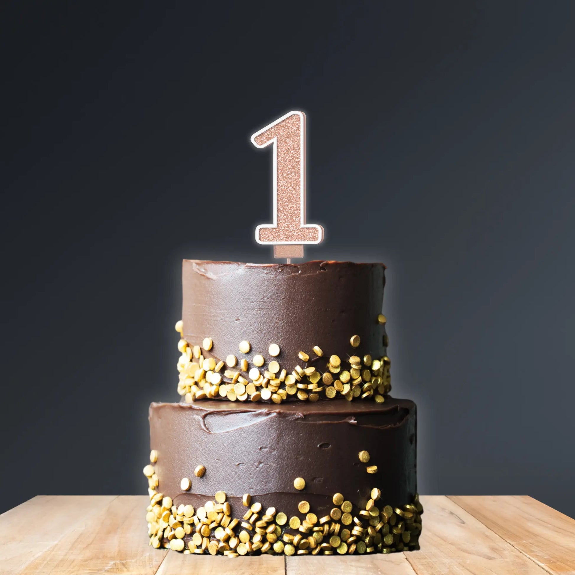 Rose Gold Birthday Candle – Number 1, 7.5cm