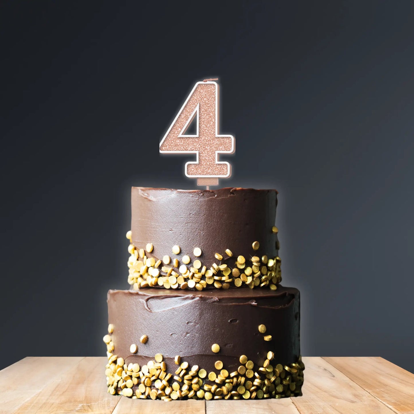 Sparkling Fizz Number 4 Candle – 7.5cm Rose Gold Birthday Cake Candle | The Party Hut Cheltenham