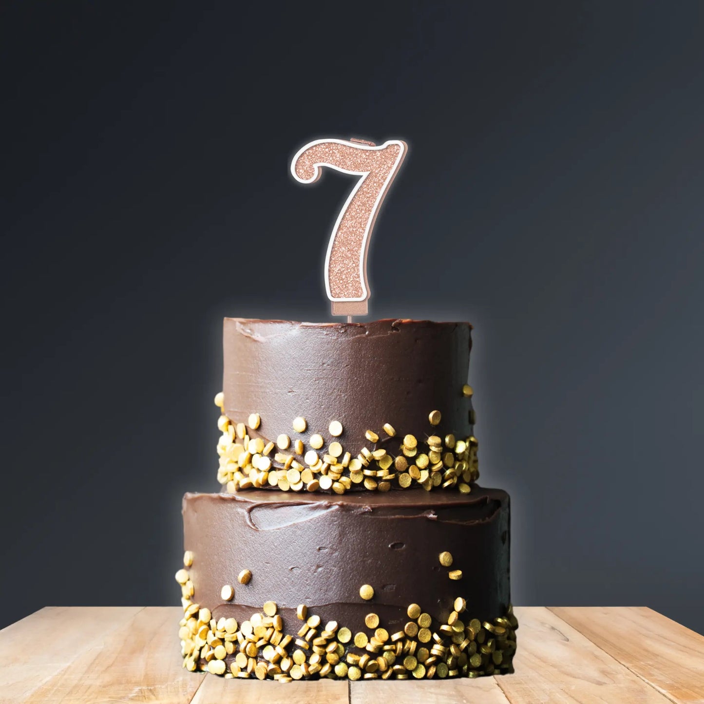 Sparkling Fizz Number 7 Candle – 7.5cm Rose Gold Birthday Cake Candle | The Party Hut Cheltenham