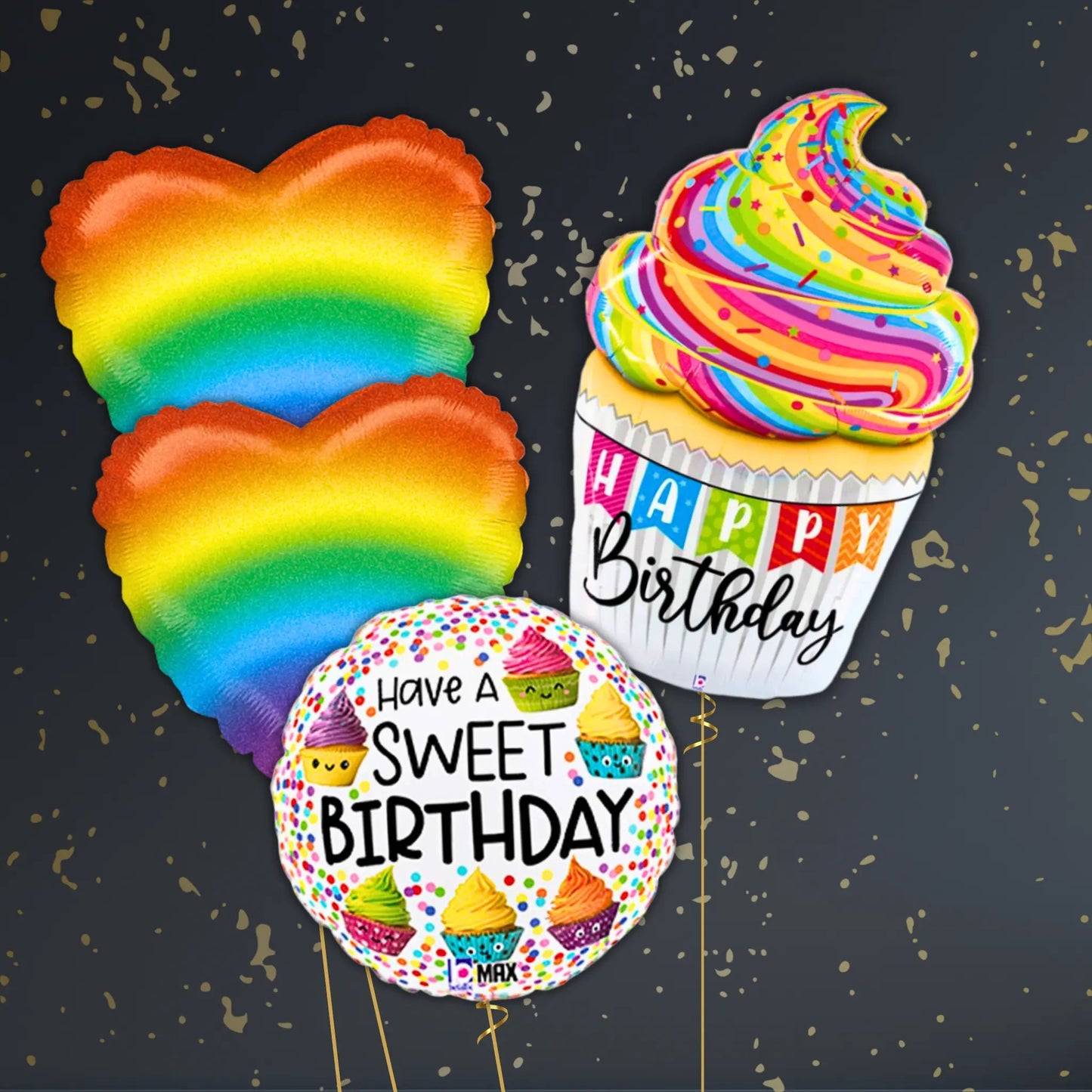 Rainbow Cupcake Balloon Package - Helium Filled | The Party Hut Cheltenham