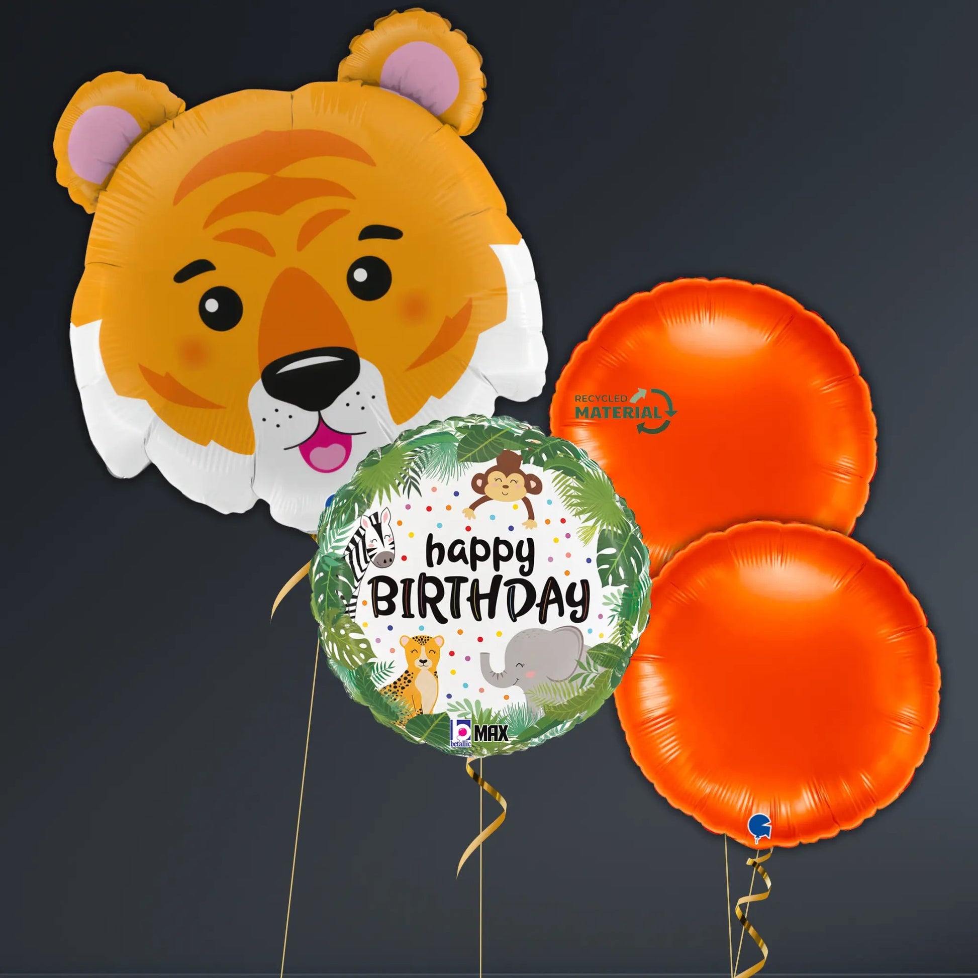 Tiger & Jungle Animal Happy Birthday Balloon Package – 5pc Set