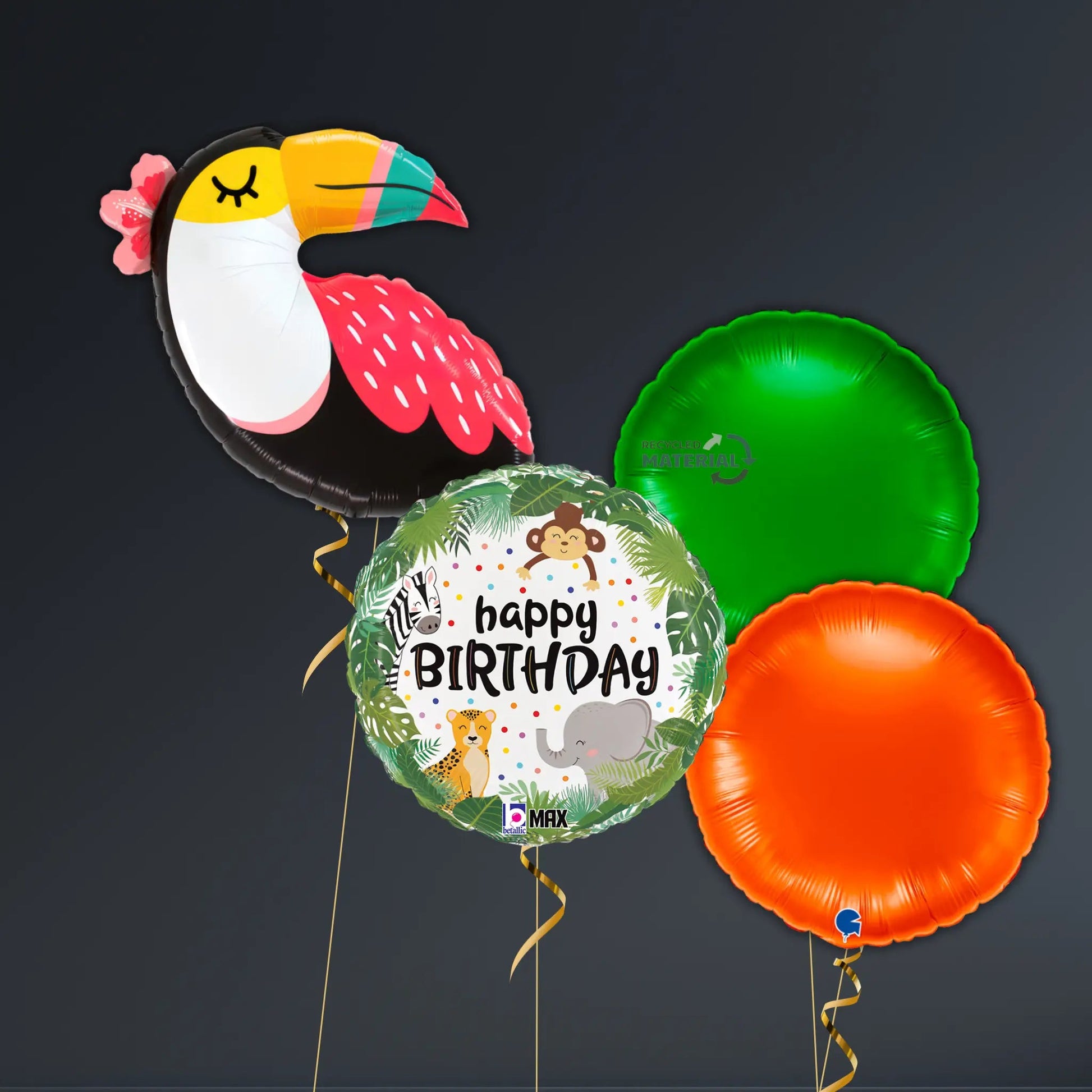 Tropical Toucan Birthday Balloon Package – Jungle Party Foil Set