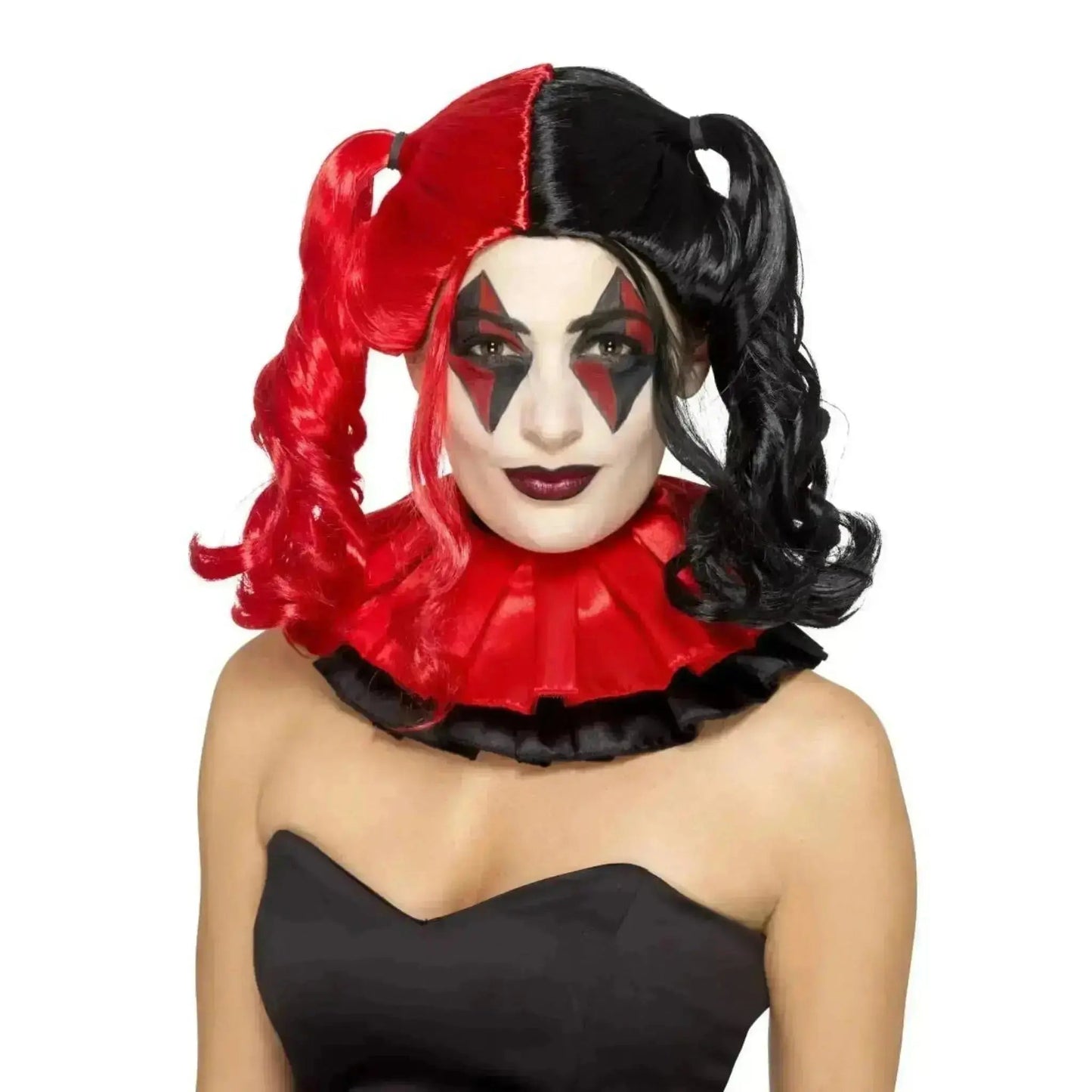 Twisted Harlequin Wig - Black & Red | The Party Hut Cheltenham