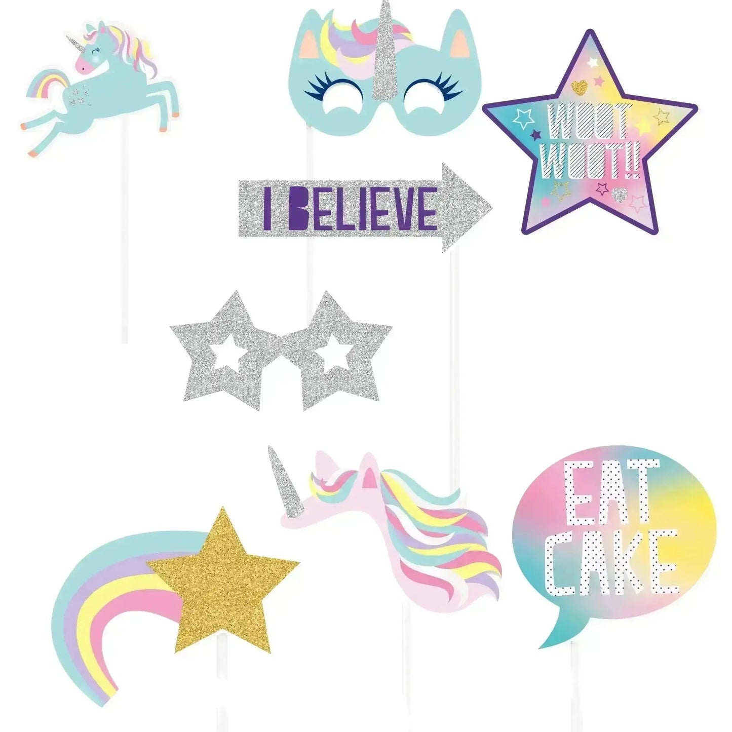 Unicorn Photo Booth Props 10pk | The Party Hut Cheltenham
