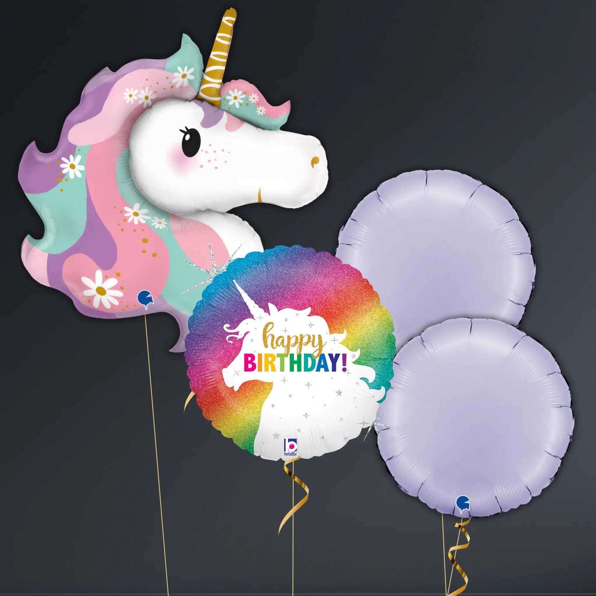 Unicorn & Rainbow Birthday Balloon Package – Magical Pastel Style