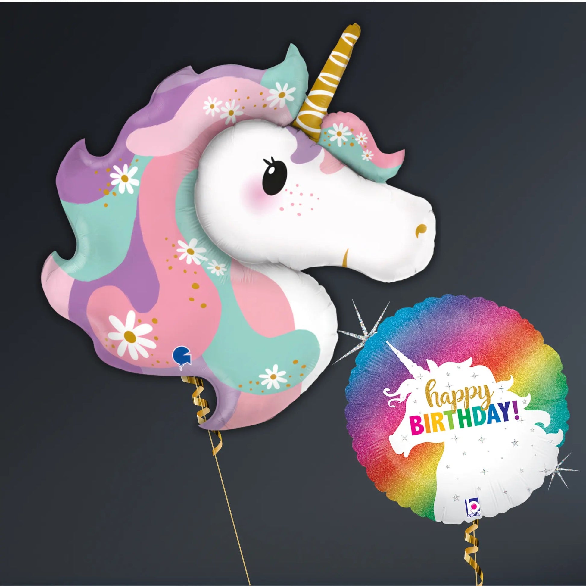 Unicorn & Rainbow Birthday Balloon Package – Magical Pastel Style