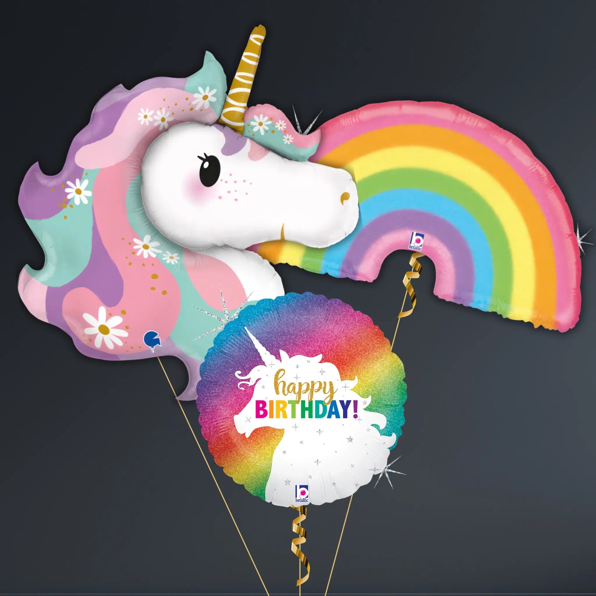 Unicorn & Rainbow Birthday Balloon Package – Magical Pastel Style