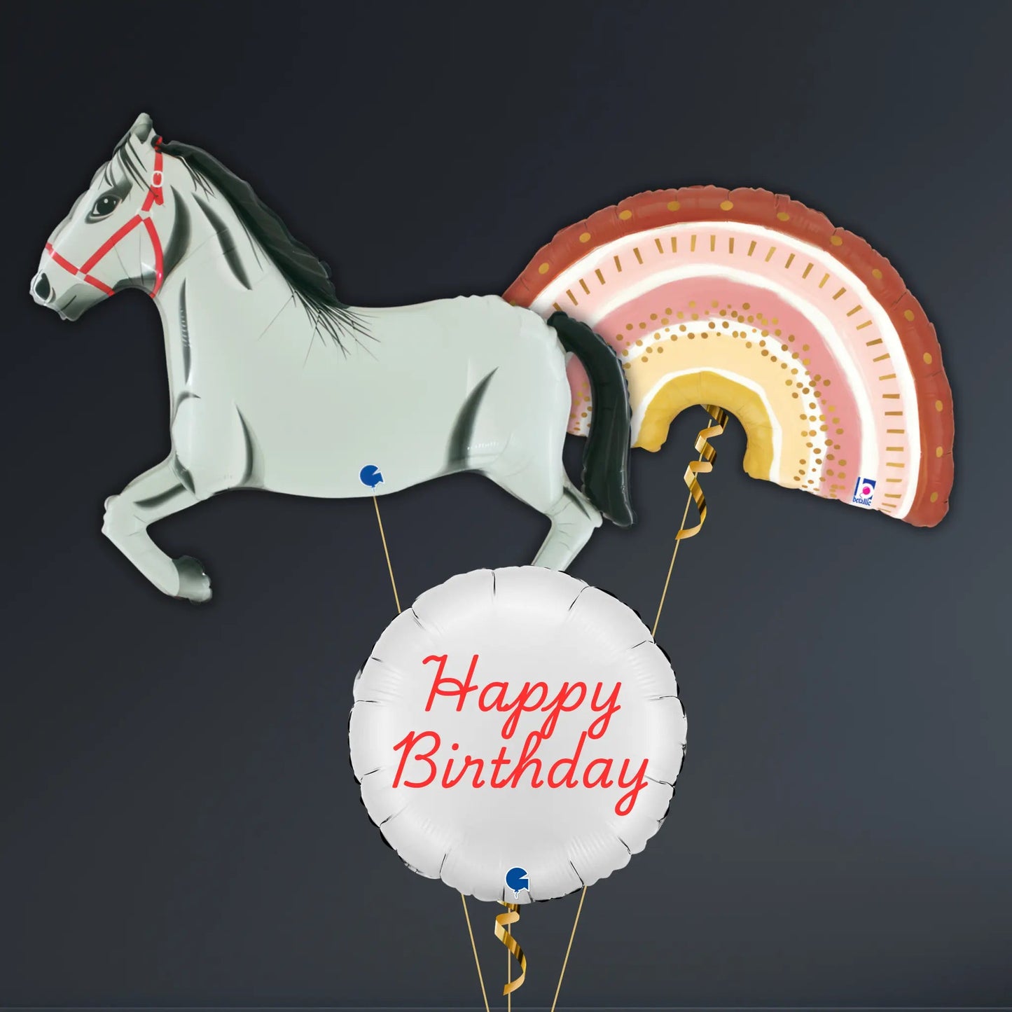White Horse & Happy Birthday Balloon Package – Equestrian Birthday Decor | The Party Hut Cheltenham