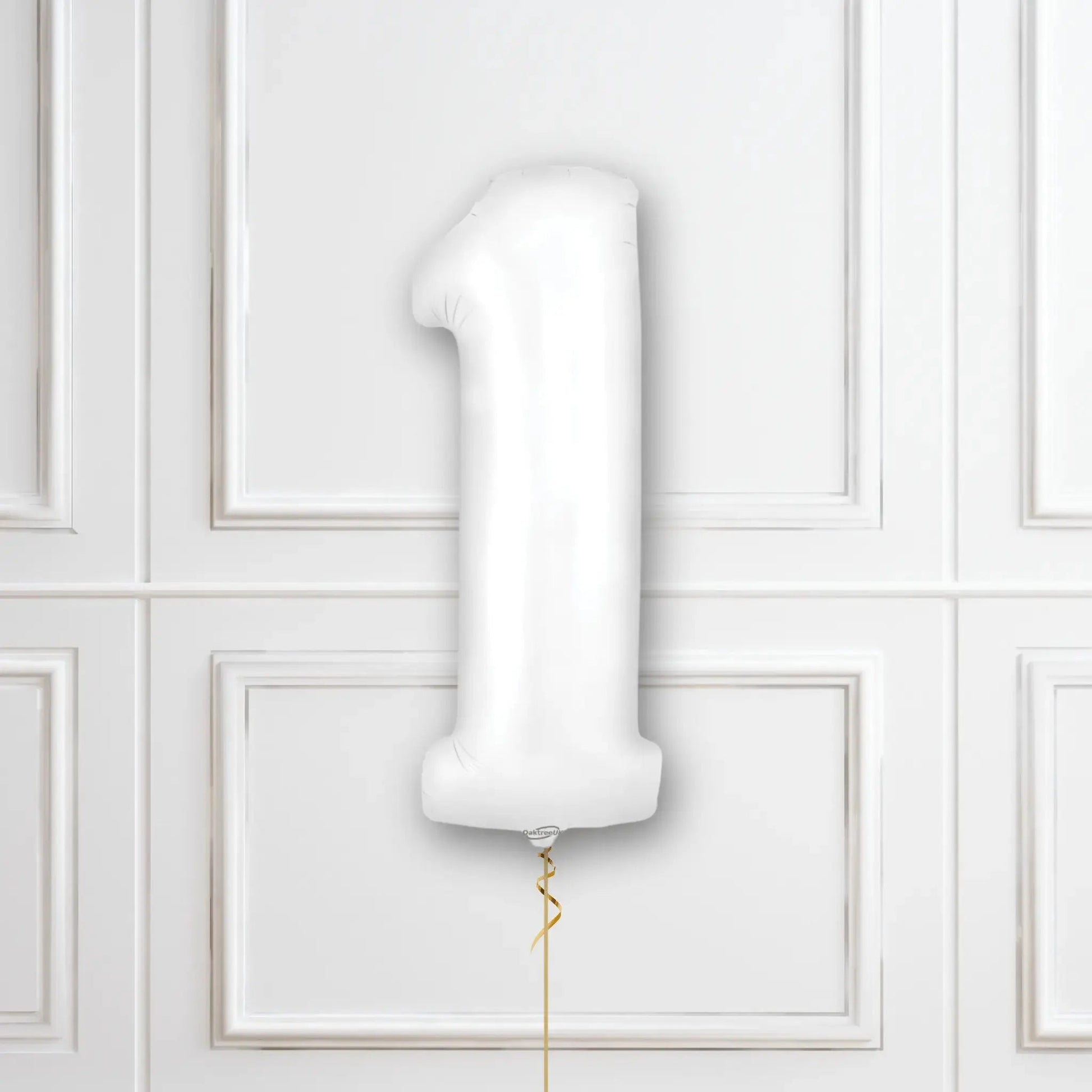 White Number Balloons - 34", With Helium