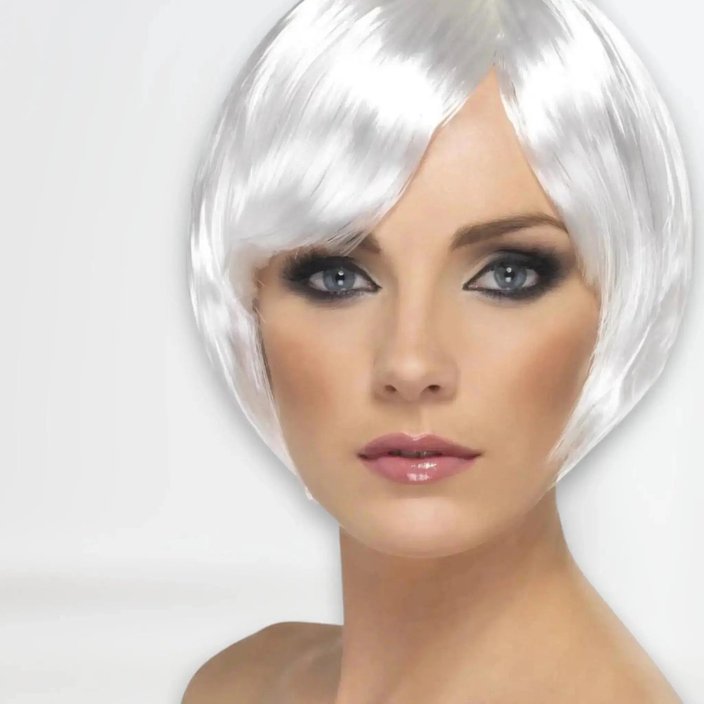 White Short Bob Babe Wig with Fringe | The Party Hut Cheltenham
