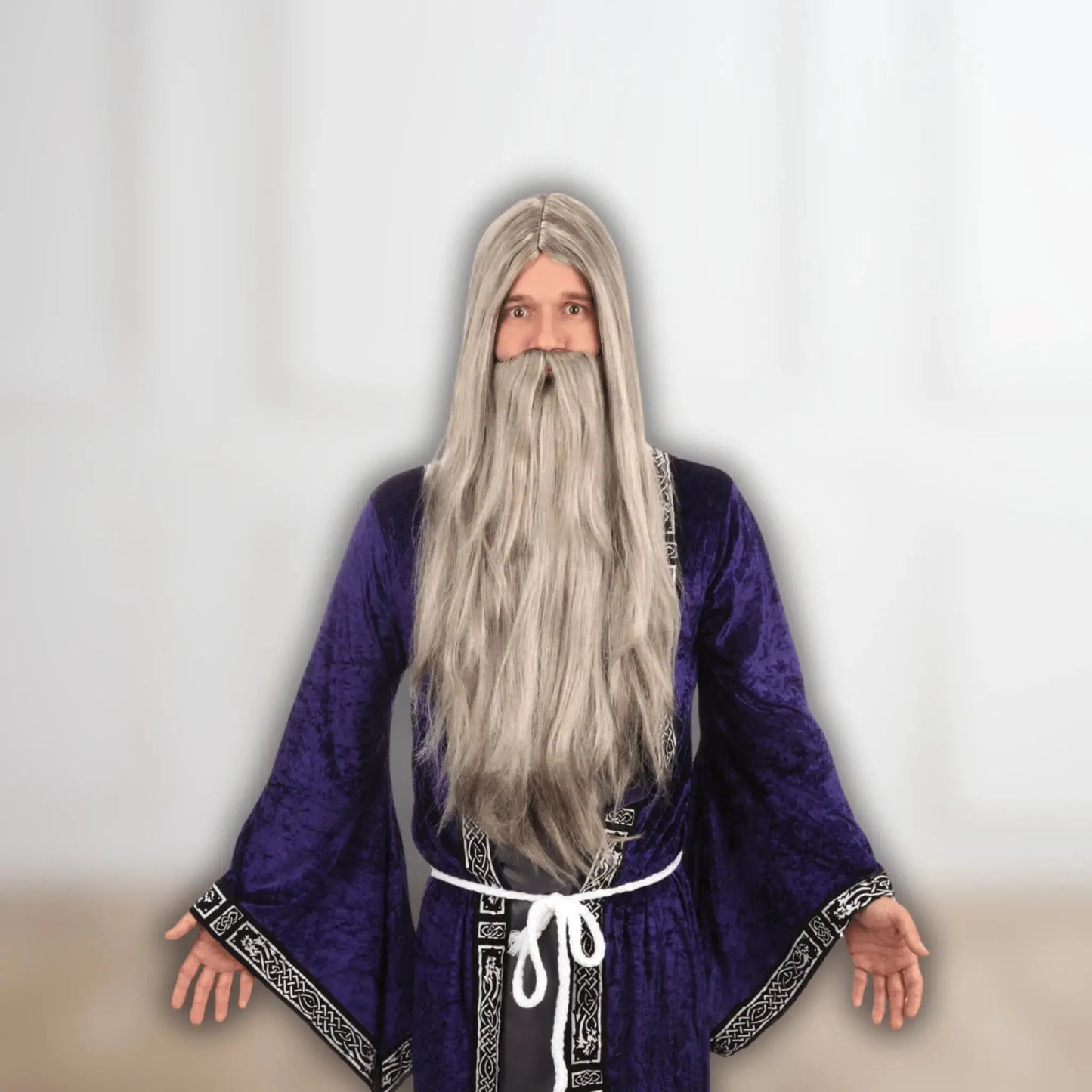 Wizard Wig and Beard Set (Grey, Long - Boxed) | The Party Hut Cheltenham