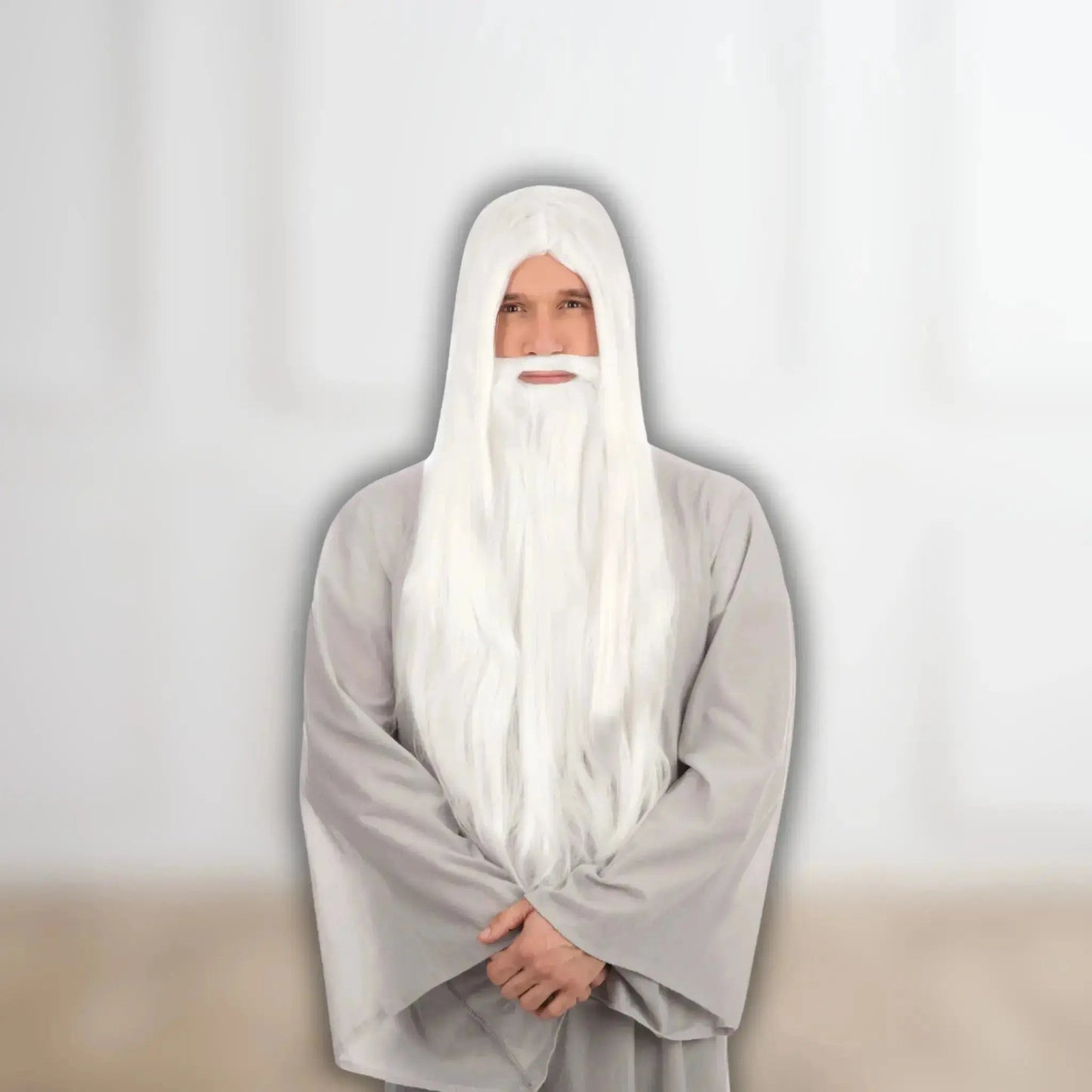 Wizard Wig and Beard Set (White, Long - Boxed) | The Party Hut Cheltenham