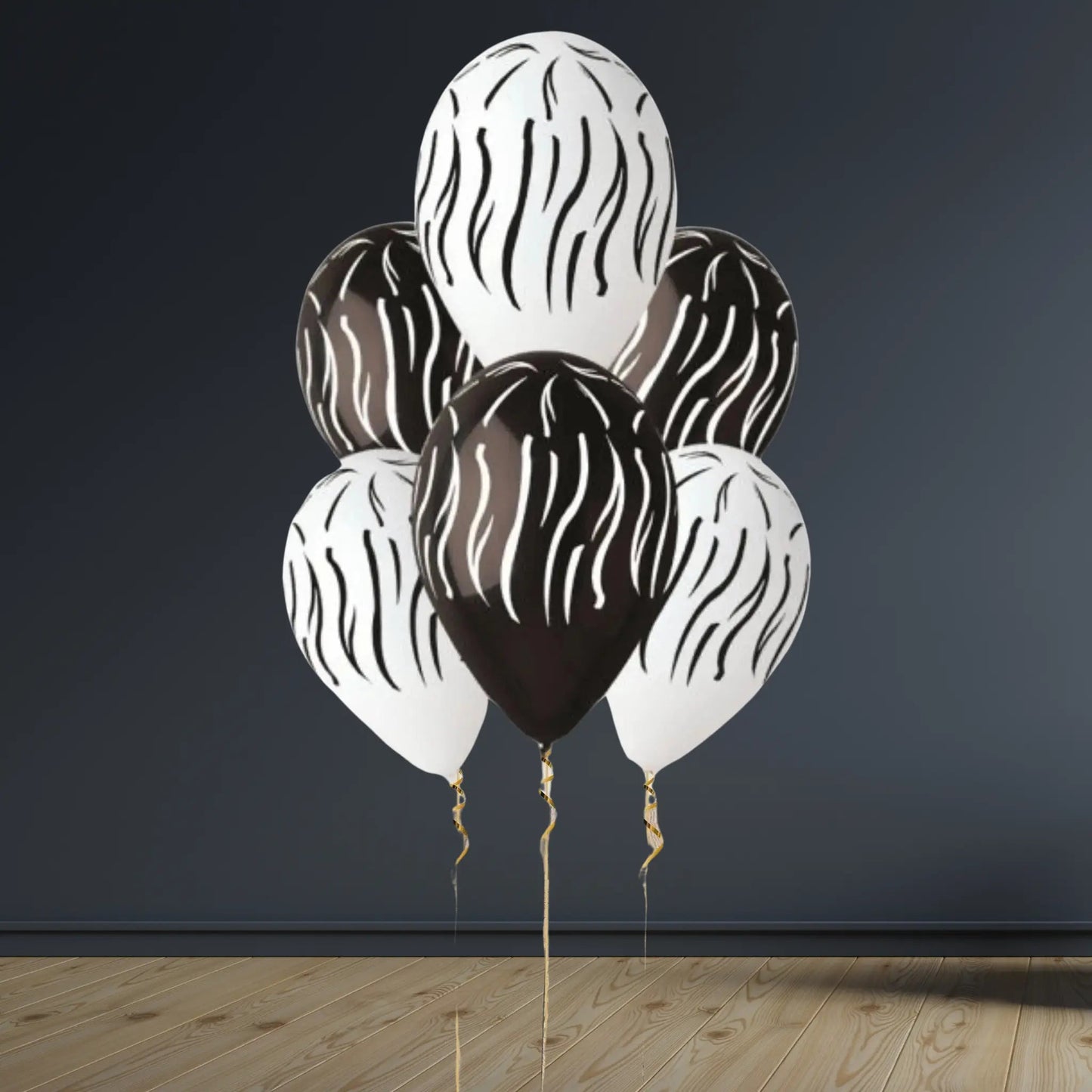 Zebra Print Latex Balloon Package – 6 Balloon Safari Party Bouquet | The Party Hut Cheltenham