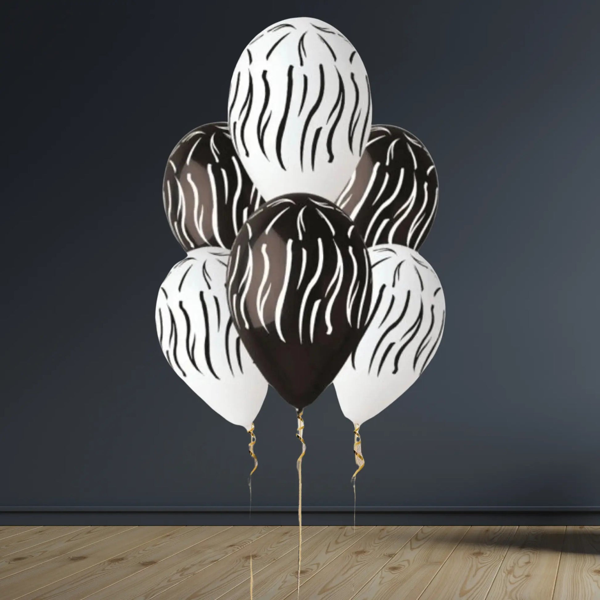 Zebra Print Latex Balloon Package – 6 Balloon Safari Party Bouquet